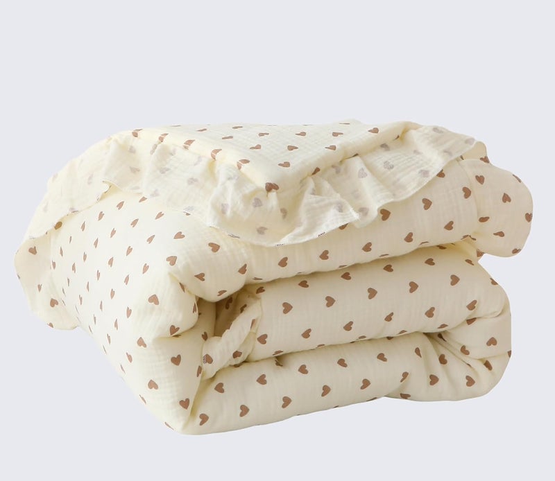CLoucl 100% Cotton Muslin Crib Comforter/Quilt,Ultra Soft Cozy Reversible Baby Blanket,All Season Toddler Blankets for Boys and Girls, Machine Washable,41"x48" - Image 1